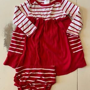 Hanna Andersson Red Striped Dress and Bloomers, size 80